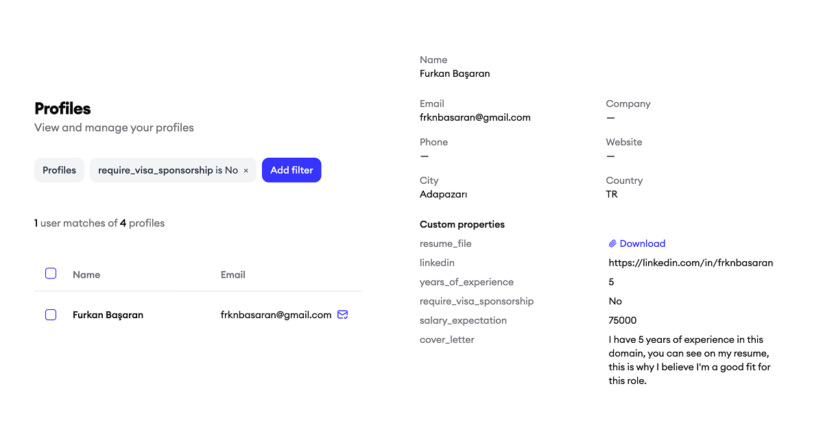 View candidate profiles